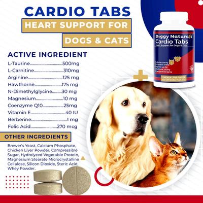 Cardio Heart Health Chicken Flavored Tablets Supplements for Cats & Dogs, 120 count