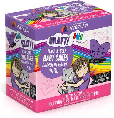 Bundle: BFF Tuna & Beef Baby Cakes Dinner in Gravy + Tuna & Chicken Charm Me Dinner in Gravy Wet Cat Food Pouches