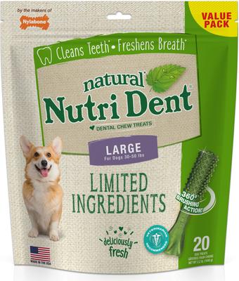 Nutri Dent Limited Ingredients Large Fresh Breath Natural Dental Dog Treats, 20 count
