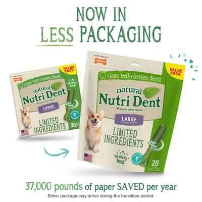 Nutri Dent Limited Ingredients Large Fresh Breath Natural Dental Dog Treats, 20 count