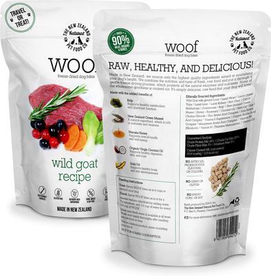 Woof Travel Treat Wild Goat Grain-Free Freeze-Dried Dog Treats, 1.76-oz bag