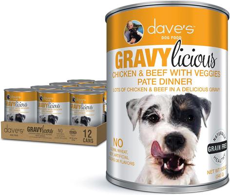 Gravylicious Chicken & Salmon Veggies Grain-Free Pate Wet Canned Dog Food, 12-oz can, case of 12