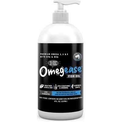 Suplemento de aceite de pescado rico en omega Omegease para perros y gatos, botella de 8 onzas líquidas