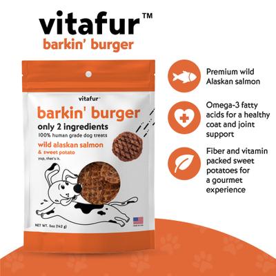 Barkin' Burger Wild Alaskan Salmon Dehydrated Dog Treats, 5-oz bag