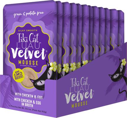 Luau Velvet Mousse Chicken & Egg Grain-Free Wet Cat Food, 2.8-oz pouch, case of 12