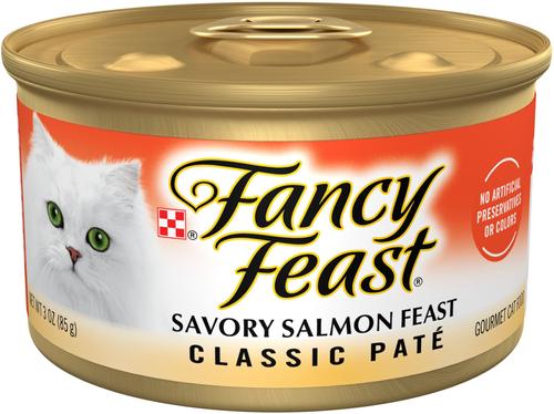 Classic Savory Salmon Feast Canned Cat Food, 3-oz, case of 24