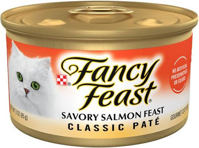 Classic Savory Salmon Feast Canned Cat Food, 3-oz, case of 24