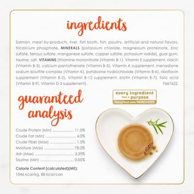 Comida enlatada para gatos Classic Savory Salmon Feast, 3 oz, caja de 24