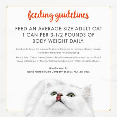 Comida enlatada para gatos Classic Savory Salmon Feast, 3 oz, caja de 24