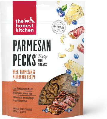Parmesan Pecks Beef, Parmesan & Blueberry Recipe Dog Treats, 8-oz bag, bundle of 2