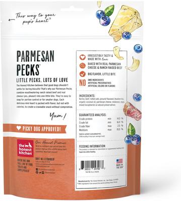 Parmesan Pecks Beef, Parmesan & Blueberry Recipe Dog Treats, 8-oz bag, bundle of 2