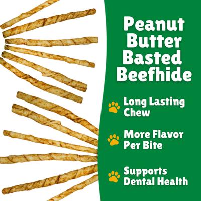 Peanut Butter Basted Rawhide Small Dog Chews, 125 count