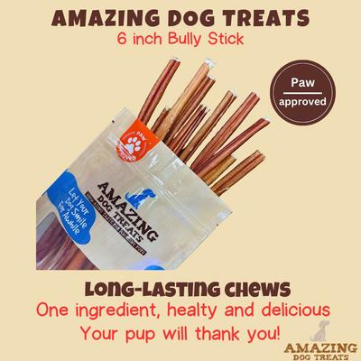 6-inch Small Thin Bully Sticks Dog Treats, 12 count
