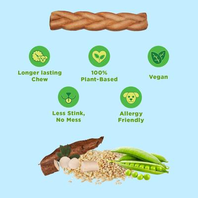 Better Bully Beef Flavor Plant-Based Dog Chews, Large, 2 count