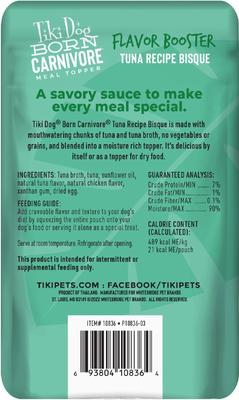 Born Carnivore Flavor Booster Tuna Bisque Non-GMO Wet Dog Food Topper, 1.5-oz pouch, case of 12