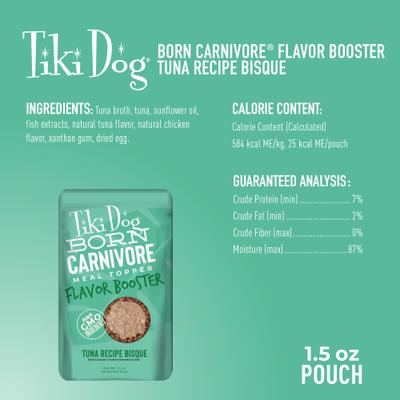 Born Carnivore Flavor Booster Tuna Bisque Non-GMO Wet Dog Food Topper, 1.5-oz pouch, case of 12