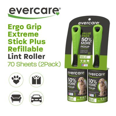 Extreme Stick Ergo Grip Pet Lint Roller, 70 sheets twin pack