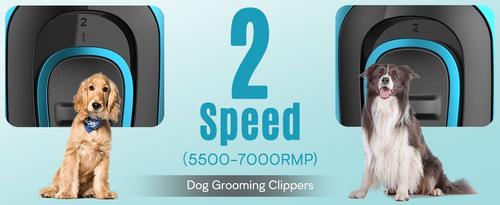 DTJ001 Cordless 2-Speed Detachable Blade Pet Hair Grooming Clipper for Thick Heavy Coats, Blue