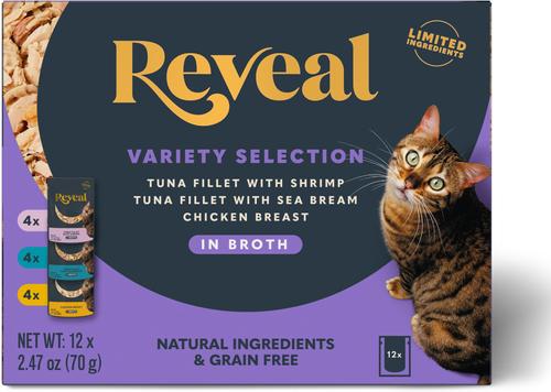Natural Grain-Free Fish & Chicken Broth Flavored Variety Pack Wet Cat Food, 2.47-oz pouch, case of 12