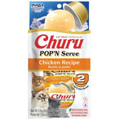 Churu Pop'n Serve - Golosinas para lamer sin cereales con sabor a pollo para gatos, 1.2 oz (10 unidades)