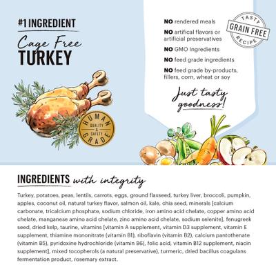 Paquete: Alimento seco The Honest Kitchen Turkey Whole Food Clusters + Alimento integral para perros con pollo y avena