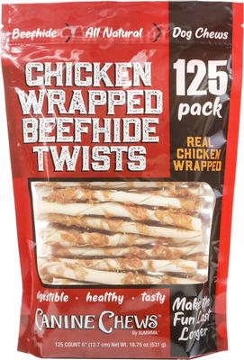 Chicken Wrapped Rawhide Chews Dog Treats, 125 count