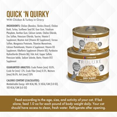 Truluxe Quick 'N Quirky with Chicken & Turkey in Gravy Grain-Free Canned Cat Food, 3-oz, case of 24
