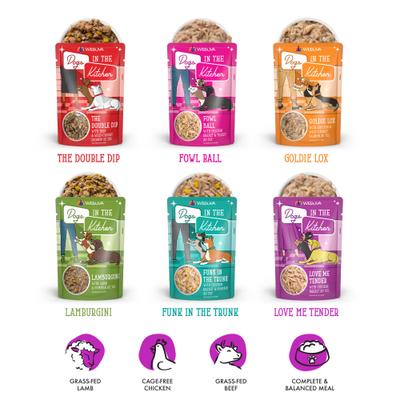 Dogs in the Kitchen Pooch Pouch Party! Variety Pack Grain-Free Dog Food Pouches, 2.8-oz Pouches, 12 count