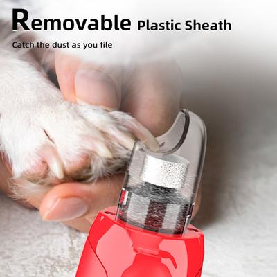 6-Speed Pro Quiet Rechargeable Dog & Cat Nail Grinder with 2 LED Lights, Red