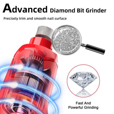 6-Speed Pro Quiet Rechargeable Dog & Cat Nail Grinder with 2 LED Lights, Red