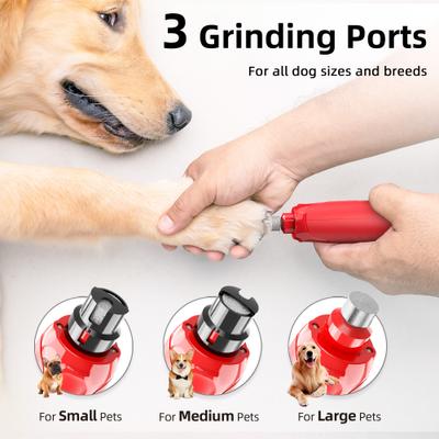 6-Speed Pro Quiet Rechargeable Dog & Cat Nail Grinder with 2 LED Lights, Red