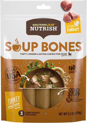 Bundle: Rachael Ray Nutrish Soup Bones Turkey & Rice Flavor + Chicken & Veggies Flavor Dog Treats