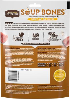 Bundle: Rachael Ray Nutrish Soup Bones Turkey & Rice Flavor + Chicken & Veggies Flavor Dog Treats