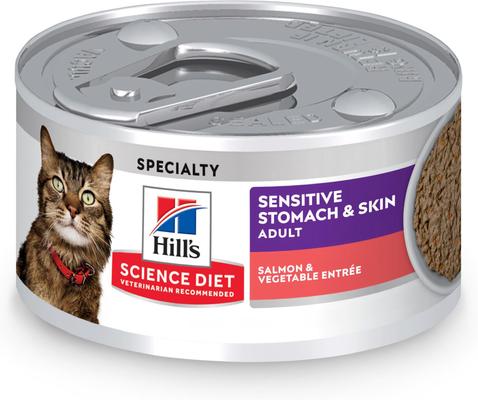 Adult Sensitive Stomach & Sensitive Skin Salmon & Vegetable Entree Minced Wet Cat Food, 2.9-oz can, 24 count