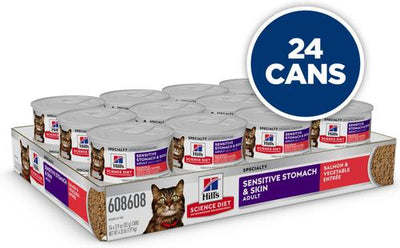 Adult Sensitive Stomach & Sensitive Skin Salmon & Vegetable Entree Minced Wet Cat Food, 2.9-oz can, 24 count
