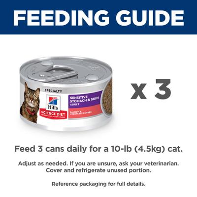 Adult Sensitive Stomach & Sensitive Skin Salmon & Vegetable Entree Minced Wet Cat Food, 2.9-oz can, 24 count