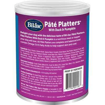 Platos de paté con pato y calabaza, comida enlatada para perros, 13 oz, caja de 12