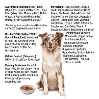 Platos de paté con pato y calabaza, comida enlatada para perros, 13 oz, caja de 12