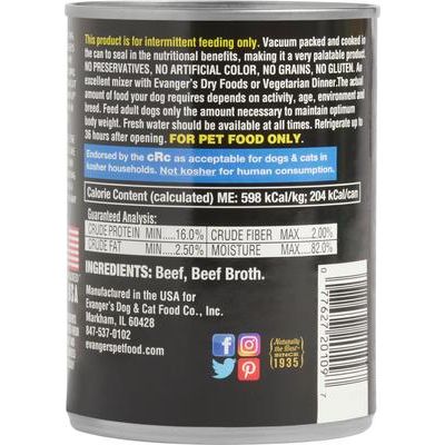 Alimento enlatado para perros, sin cereales, envasado a mano, con trozos de carne de res, 12 oz, caja de 12