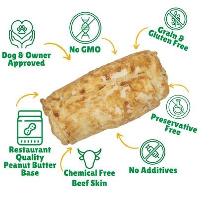 Peanut Butter Basted Rawhide Stubbys X-Large Dog Chews, 12 count