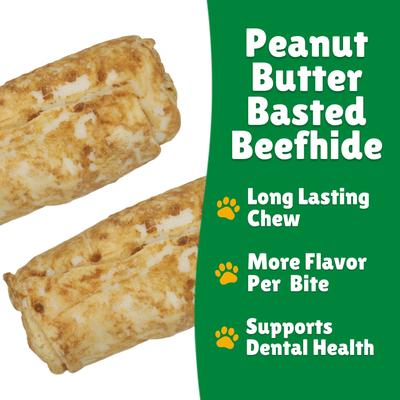 Peanut Butter Basted Rawhide Stubbys X-Large Dog Chews, 12 count