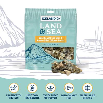 Land & Sea Cod Skin & Chicken Breast Freeze-Dried Dog Treats, 2.4-oz bag