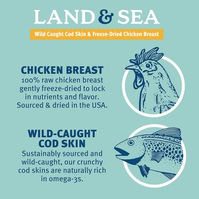 Land & Sea Cod Skin & Chicken Breast Freeze-Dried Dog Treats, 2.4-oz bag