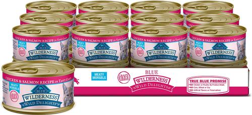 Wilderness Wild Delights Meaty Morsels Chicken & Trout Recipe in Tasty Gravy High-Protein Grain-Free Wet Cat Food, 3-oz can, 24 count