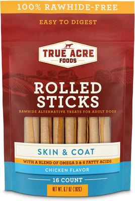 Rawhide-Free, Rolled Sticks, Skin & Coat Chew, with Natural Chicken Flavor Dog Treats, 16 count