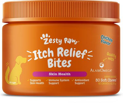 Masticables blandos con sabor a pollo para aliviar la picazón, suplemento inmunológico para perros, 50 unidades