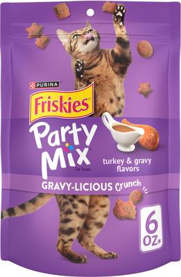 Deliciosas golosinas crujientes para gatos con sabor a pavo y salsa para fiestas, bolsa de 6 oz