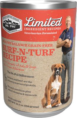 Adult Limited Ingredient Surf-N-Turf Pate Canned Wet Dog Food, 12.5-oz can, case of 12