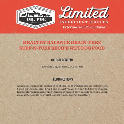 Adult Limited Ingredient Surf-N-Turf Pate Canned Wet Dog Food, 12.5-oz can, case of 12