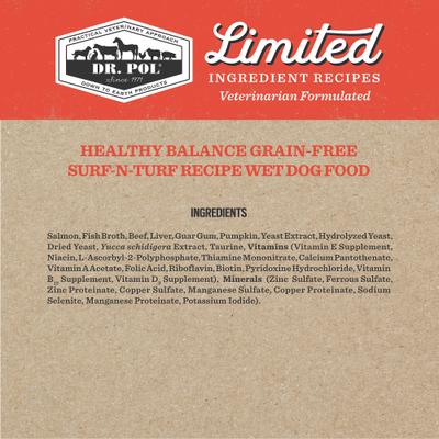 Adult Limited Ingredient Surf-N-Turf Pate Canned Wet Dog Food, 12.5-oz can, case of 12